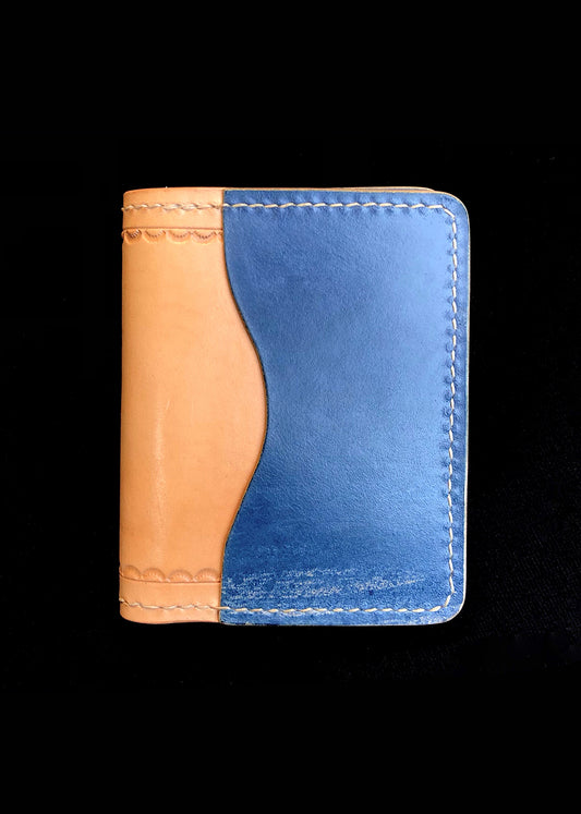 Carved Blue Bi-fold Cardholder
